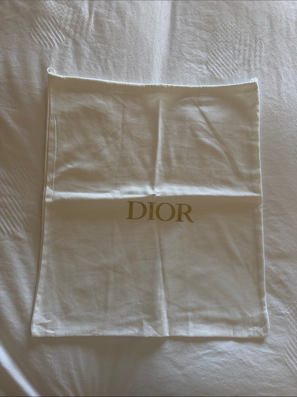 Dior Cream and Gold Logo Drawstring Dust Pouch